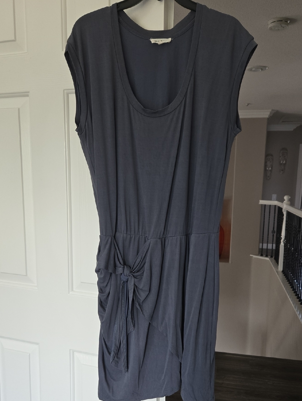 Sleeveless Charcoal Knot-Detail Dress